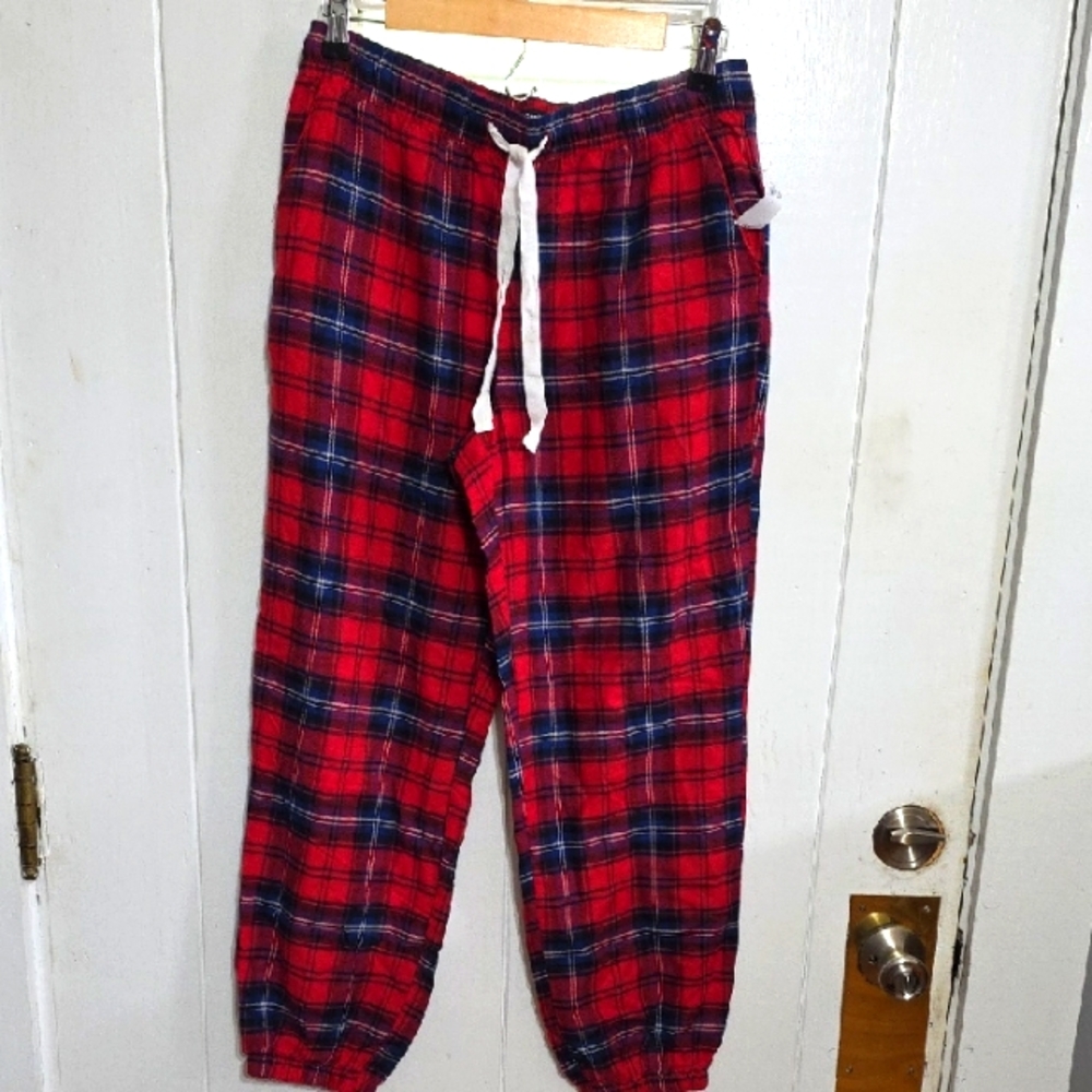 NWT GAP Men's(Unisex?)‎ Pajama Bottoms Joggers Red Plaid Pockets Loungewear Sz S